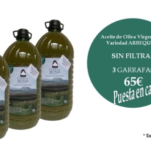 Pack de 3 garrafas de 5 L arbequina sin filtrar